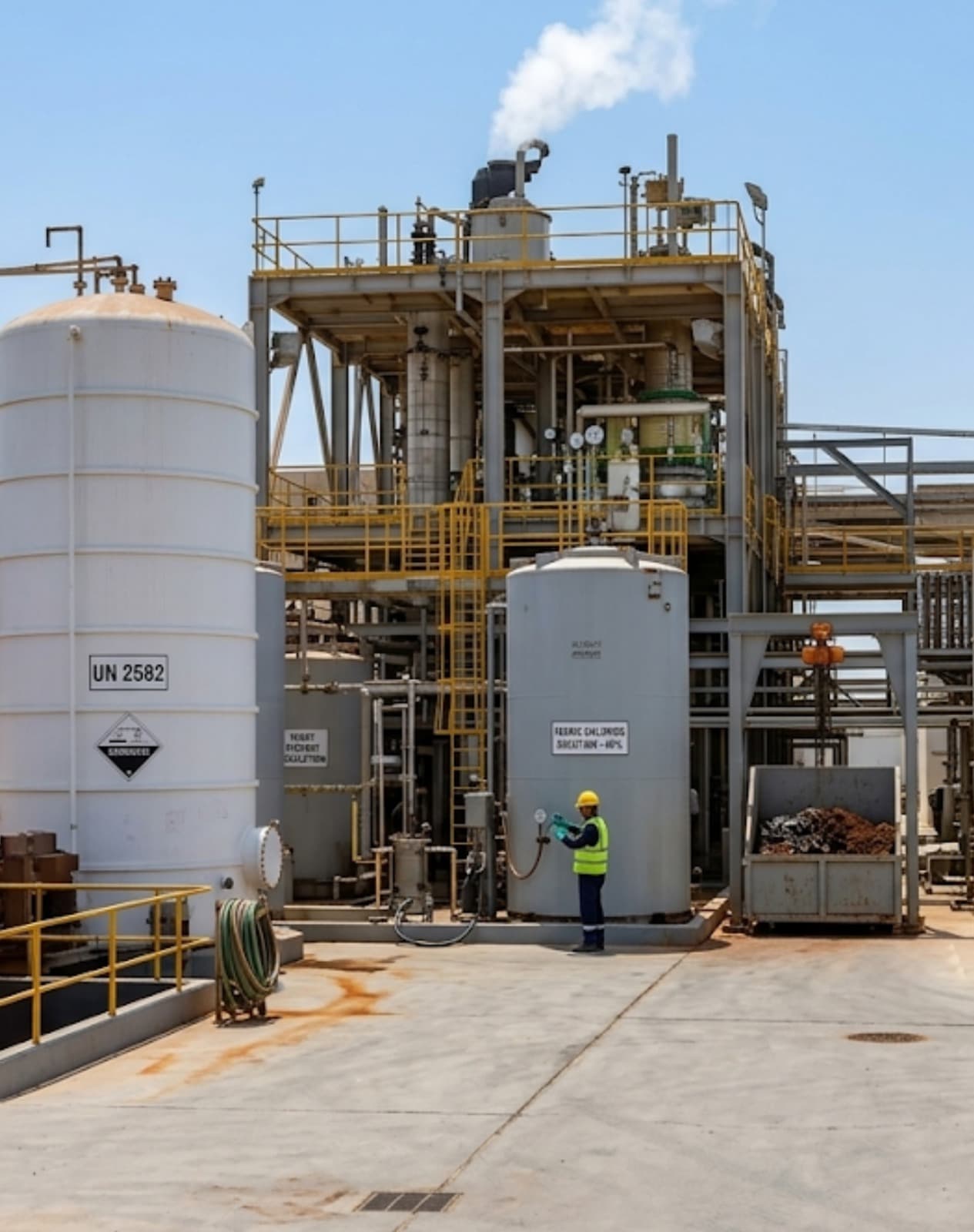 Ferric chloride storage and processing at Perumal Chem Tech, Surat
